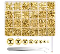 NACHLYNN 12000 pezzi Perline ABS dorate a mezzaluna per gioielli fai da te, decorazione e creazione di cover per cellulari, scarpe, borse, ecc.