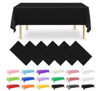 NACHLYNN Confezione da 6 tovaglie in plastica usa e getta, 137 x 274 cm, colore nero, rettangolari, per feste, fidanzamenti, matrimoni, battesimi, compleanni, decorazioni