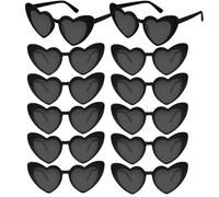 NACHLYNN Occhiali da sole a forma di cuore, 4/12/24 pezzi, occhiali da sole da donna, da uomo, polarizzati, per matrimoni, vacanze, attività all'aperto e servizi fotografici (12, nero)
