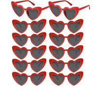 NACHLYNN Occhiali da sole a forma di cuore, 4/12/24 pezzi, occhiali da sole da donna, da uomo, polarizzati, per matrimoni, vacanze, attività all'aperto e servizi fotografici (12, rosso)
