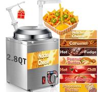Nacho - Dispenser per formaggio Nacho da 2,8 litri, con pompa, scalda salsa in acciaio inox, con regolazione della temperatura a 6 livelli, erogatore di fondente caldo per sciroppo, formaggio