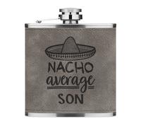 Nacho Media Son 170ml pelle Sintetica Hip Flask Grigio Joke Worlds Best Awesome