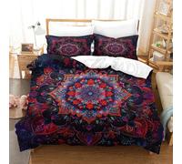 NACHOMACHO Bohemia Set Copripiumino Mandala Set Biancheria Da Letto in Microfibra 3D Confortevole Federa 3 Pezzi Con Chiusura A Cerniera Per Bambini Adulto Double(200x200cm)