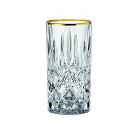 Nachtmann Spiegelau 104031 - Set di 2 bicchieri da long drink con bordo dorato, vetro di cristallo, 375 ml, Noblesse Gold Edition, trasparente