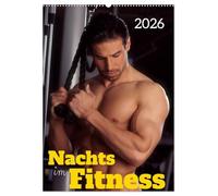 Nachts im Fitness (Wandkalender 2026 DIN A2 hoch), CALVENDO Monatskalender: 12 attraktive Männermodels trainieren nachts im Fitness