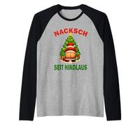 Nacksch Seit Nikolaus Divertente Natale Xmas Santa Design Maglia con Maniche Raglan