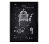 Nacnic brevetto Poster con Caffè 1. Foil con il vecchio brevetto di disegno in formato A3 con sfondo nero