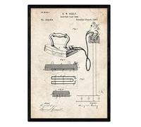 Nacnic brevetto Poster con ferro. Foglio con il vecchio brevetto di disegno in formato A3 e vintage sfondo