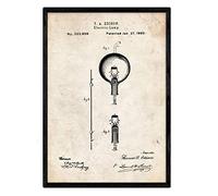 Nacnic brevetto Poster con lampadina elettrica. Foglio con il vecchio brevetto di disegno in formato A3 e vintage sfondo