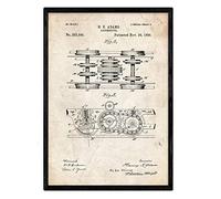 Nacnic brevetto poster Locomotiva 3. Foil con il vecchio brevetto di disegno in formato A3 e vintage sfondo