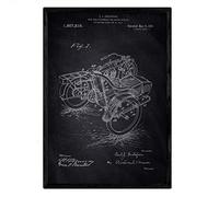 Nacnic Brevetto Poster sidecar. Foglio con il vecchio formato A3 brevetto di disegno con sfondo nero