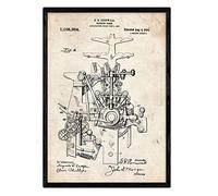 Nacnic brevetto poster stampa stampa 4. Foil con il vecchio brevetto di disegno in formato A3 e vintage sfondo