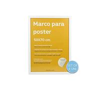 Nacnic - Confezione da 4 cornici in legno MDF bianco e vetro acrilico | protezione e espositore per foto, fogli, poster, quadri e decorazioni per soggiorno, camera da letto o ufficio | 50 x 70 cm