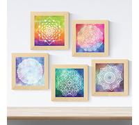 Nacnic Confezione da 5 fogli con le immagini della creazione mandala. Quadrati con Mandala Poster. Decorazioni per la casa. Riempire la vostra casa con la nostra spiritualità disegni