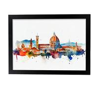 Nacnic Firenze Poster in stile acquerello astratto Orizzonte della città e illustrazione del monumento Nordico moderno arte muraria Stampe per decorazione di interni di casa ufficiModel 2 A4