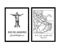 Nacnic manifesti Confezione Rio de Janeiro - Cristo Redentore. Fogli con i monumenti delle città. formato A4