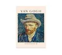Nacnic Poster Auto -ritratto con cappello da feltro grigio Quadri decorativi per il tuo salotto, camera da letto, casa. Stampe d'arte da parete. Stampe a parete estetiche ispirate a van Gogh A4