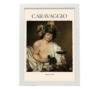 Nacnic Poster Bacco Quadri decorativi per il tuo salotto, camera da letto, casa. Stampe d'arte da parete. Stampe a parete estetiche ispirate a Caravaggio A3 con cornici bianche
