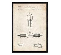 Nacnic Poster brevetto della lampada incandescente. Foglio con il vecchio brevetto di disegno in formato A3 e vintage sfondo