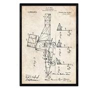 Nacnic Poster brevetto ELICOTTERO Parte 2. Piastra con il vecchio brevetto di disegno in formato A3 e vintage sfondo