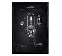 Nacnic Poster brevetto lampadina elettrica 2. Piastra con il vecchio brevetto di disegno in formato A3 con sfondo nero