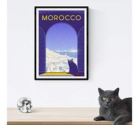 Nacnic Poster Città di colori. Anuncio Marocco formato A4 con cornice