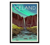 Nacnic Poster Città in colori Anuncio Islanda formato A3 con cornice
