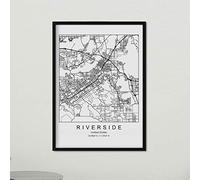 Nacnic - Poster con mappa di Riverside degli Stati Uniti, con mappe e strade, formato A3, con cornice