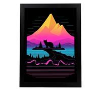 Nacnic poster delle tasse sui gatti in stile vaporwave Cornice nera A3