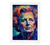 Nacnic Poster di Margaret Thatcher in stile Ritratto a Colori. Cartoon Illustrazioni di Personaggi Famosi nella Storia. Progettazione e decorazione d'interni. A3 cornici bianche.