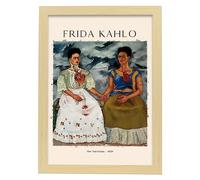 Nacnic Poster Due fridas Quadri decorativi per il tuo salotto, camera da letto, casa. Stampe d'arte da parete. Stampe a parete estetiche ispirate a Frida Kahlo A3 con cornici Lightwood