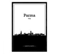 Nacnic Poster mappa di Parma - Italia. fogli Skyline con le città in Italia con ombra nera. formato A4