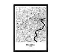 Nacnic Poster Mappa di Shanghai - Cina. Città asiatiche Fogli con Mari e fiumi, in Colore Nero. Formato A3