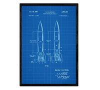 Nacnic Poster Missile brevetto. Foglio con il vecchio formato A3 brevetto di disegno con sfondo blu
