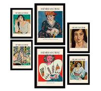 Nacnic Poster set di 6 Henri Matisse Collezione di opere d'arte, Quadri decorativi per il tuo salotto, camera da letto, casa. Stampe d'arte da parete. A4 and A3