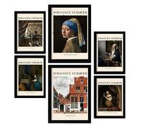 Nacnic Poster set di 6 Johannes Vermeer Collezione di opere d'arte, Quadri decorativi per il tuo salotto, camera da letto, casa. Stampe d'arte da parete. A4 and A3