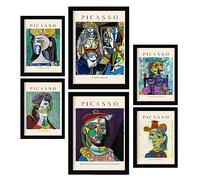 Nacnic Poster set di 6 Picasso Collezione di opere d'arte, Quadri decorativi per il tuo salotto, camera da letto, casa. Stampe d'arte da parete. A4 and A3