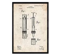 Nacnic Poster Siringa brevetto. Foglio con il vecchio brevetto di disegno in formato A3 e vintage sfondo