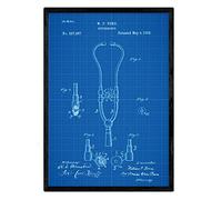 Nacnic Poster Stetoscopio brevetto 2. Lamina con il vecchio brevetto di disegno in formato A3 con sfondo blu