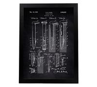 Nacnic Poster unghie brevetto ferrovia. Foglio con il vecchio formato A3 brevetto di disegno con sfondo nero