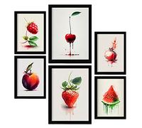 Nacnic Posters di Frutti Rossi. Stampe di Frutta, Verdura e Cibi Sani in Stile Acquerello su Sfondi Bianchi Puri. Progettazione e decorazione d'interni. A4 & A3.