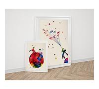 Nacnic set 2 stampe artistiche con immagini del Piccolo Principe. Stampe di diverse dimensioni: Piccolo Principe che vola 30x40 cm, seduto 20x25. Colori acquerelli e vivaci.