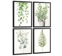 Nacnic Set 4 Quadri Botanici Boho Moderni Arredamento Salotto Camera Da Letto Cucina Bagno A4 Cornice Nera