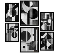 Nacnic Set da 6 Architettura Bauhaus B/N Poster con cornice con illustrazioni di design per decorare le pareti di casa Stanza, ufficio A3 e A4 Cornice nera