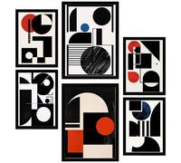 Nacnic Set da 6 Bauhaus blu rosso nero Poster con cornice con illustrazioni di design per decorare le pareti di casa Stanza, ufficio A3 e A4 Cornice nera