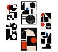Nacnic Set da 6 Bauhaus blu rosso nero Poster con illustrazioni di design per decorare le pareti di casa. Camere, negozi e attività commerciali. A3 e A4 Senza cornice