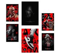 Nacnic Set da 6 Iconica Jordan Grafiiti rossa e nera Poster con illustrazioni di design per decorare le pareti di casa. Camere, negozi e attività commerciali. A3 e A4 Senza cornice