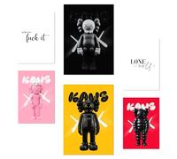 Nacnic Set da 6 Iconico Kaws colorato Poster con illustrazioni di design per decorare le pareti di casa. Camere, negozi e attività commerciali. A3 e A4 Senza cornice