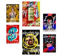 Nacnic Set da 6 Iconico Nirvana Bowie Mercury Warhol Basquiat Grafiti Poster con illustrazioni di design per decorare le pareti di casa A3 e A4 Senza cornice