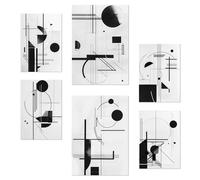 Nacnic Set da 6 Linee e forme in bianco e nero del Bauhaus Poster con illustrazioni di design per decorare le pareti di casa. Camere, negozi e attività A3 e A4 Senza cornice